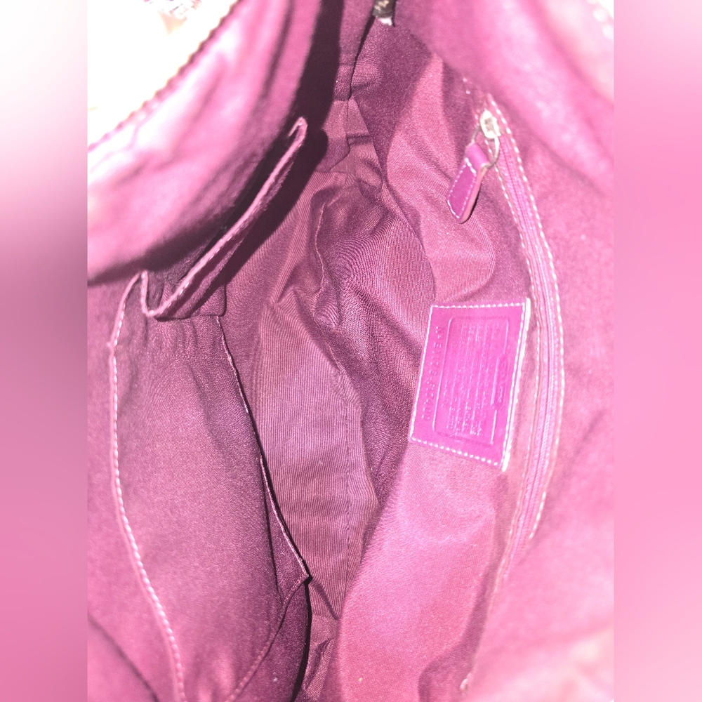 Coach F17400 Purple and Tan Signature Women's Bag - Picture 6 of 9